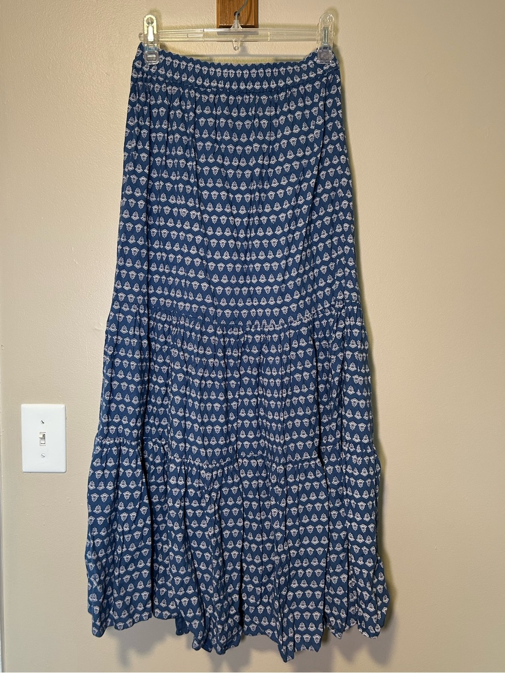 Sonoma Indigo Blue and White Paisley Printed Maxi Skirt